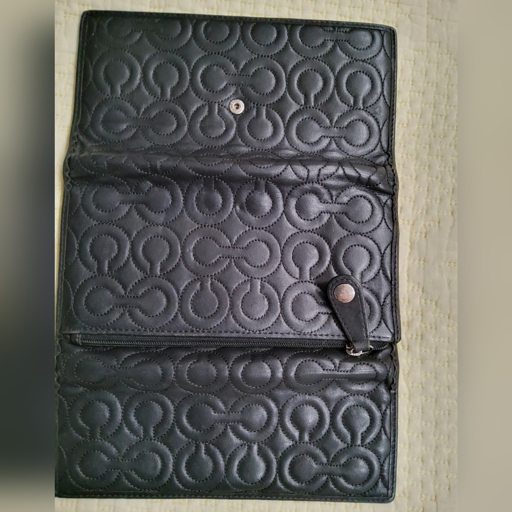 Coach Black Leather Logo Long Wallet - Picture 4 of 10
